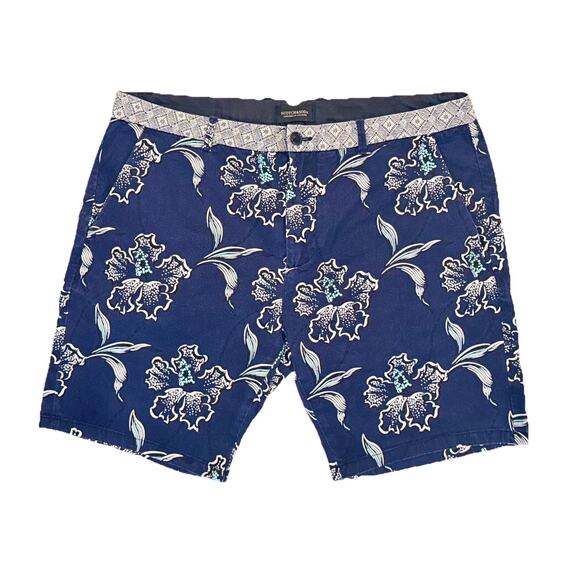 Scotch & Soda Navy Floral Bermuda Shorts in Size 36 - Picture 1 of 7